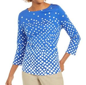 Charter Club 3/4 Pima Boat Neck Button Shoulder To